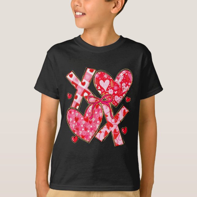 Camiseta Valentine Coquette Bow Xoxo Hearts Lover Girl Wome (Anverso)