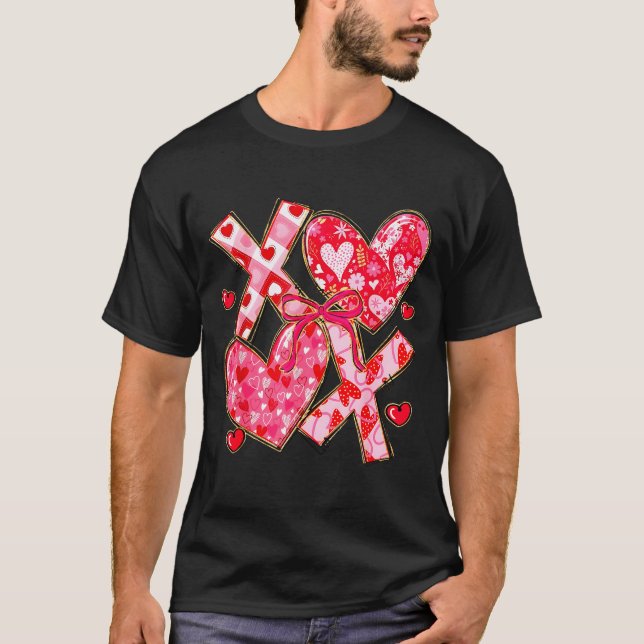 Camiseta Valentine Coquette Bow Xoxo Hearts Lover Girl Wome (Anverso)