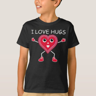 Camiseta VALENTINE-CORAZÓN-I AMOR HUGS-Cute, Funny, RED