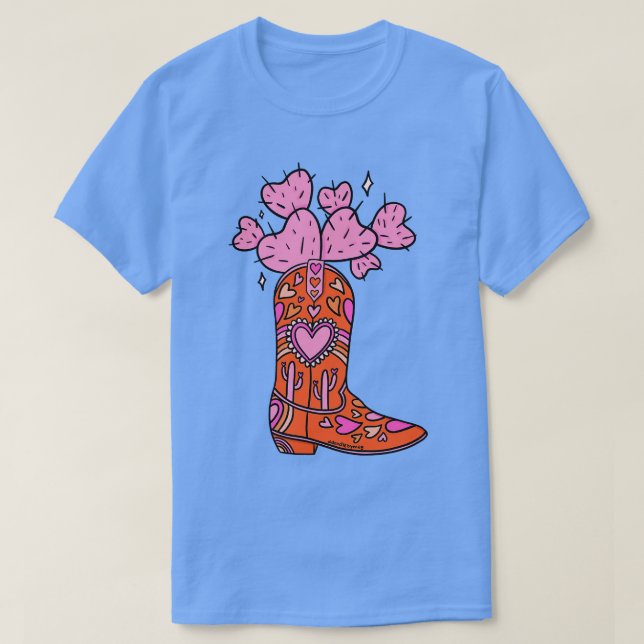 Camiseta Valentine Cowboy Boot (Diseño del anverso)
