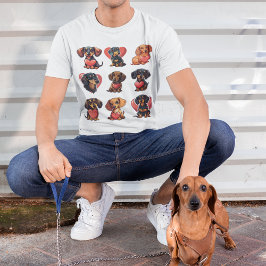 Camiseta Valentine Dachshund con el corazón rojo Valentine