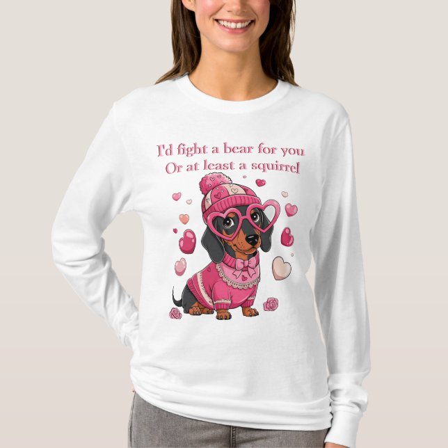 Camiseta Valentine Dachshund Dog (Anverso)