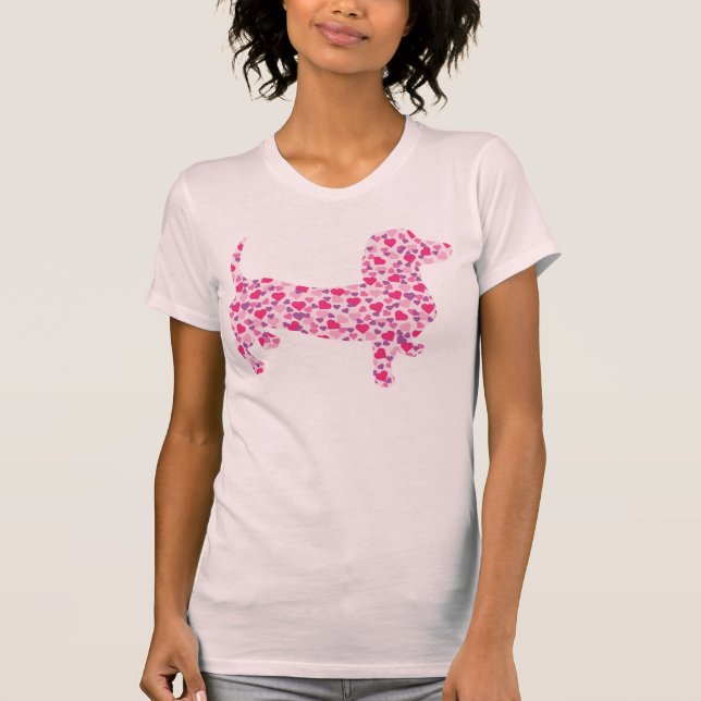 Camiseta Valentine Dachshund Hearts (Anverso)