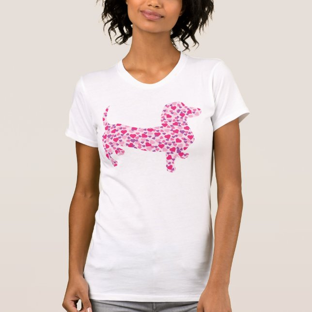 Camiseta Valentine Dachshund Hearts (Anverso)