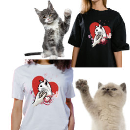 Camiseta Valentine de amor para gatos
