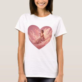 Camiseta Valentine Fairy on Pink Clouds Fantasy Art