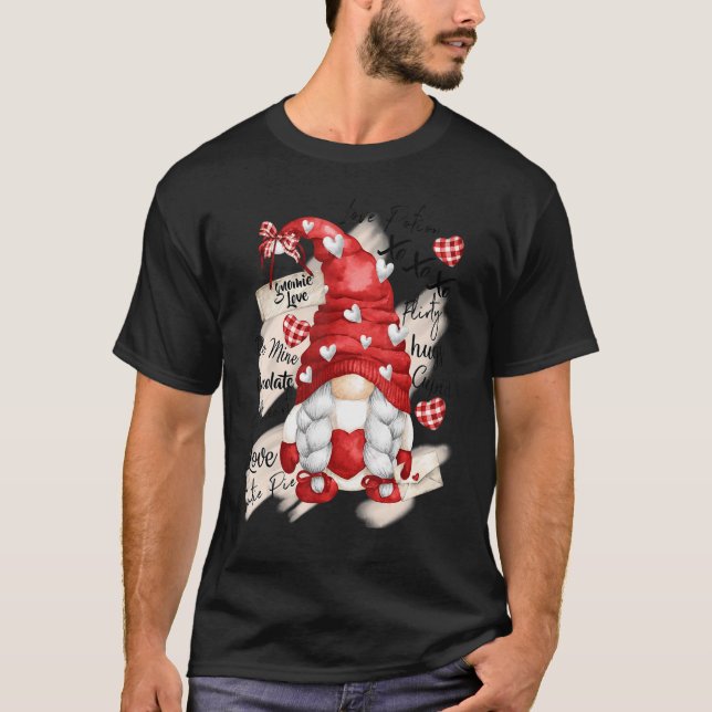 Camiseta Valentine Gnome Love Heart Happy Valentines Day (Anverso)