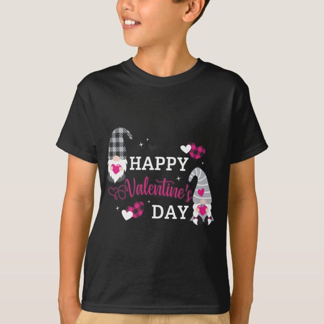 Camiseta Valentine Gnomes sosteniendo corazones El día de S (Anverso)