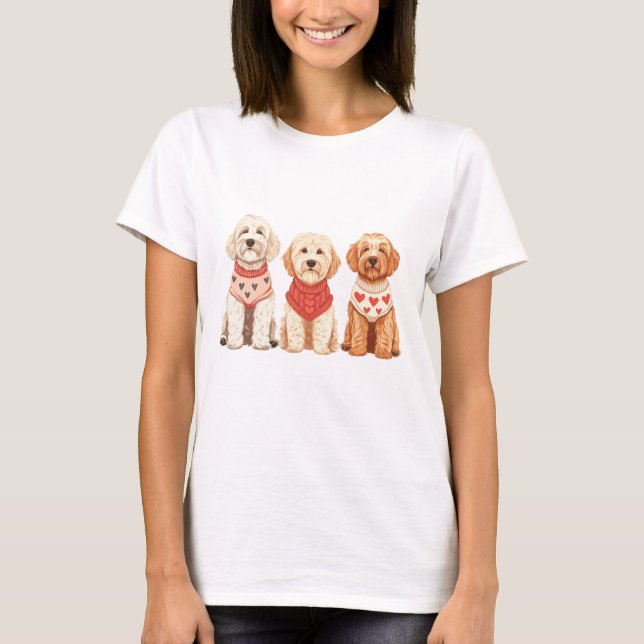 Camiseta Valentine Goldendoodle Dogs (Anverso)