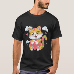 Camiseta Valentine Heart Kitty Love Cat Rainbow Cute Cat Hu