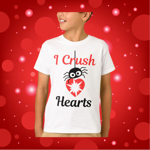 Camiseta Valentine I Crush Hearts Araña linda