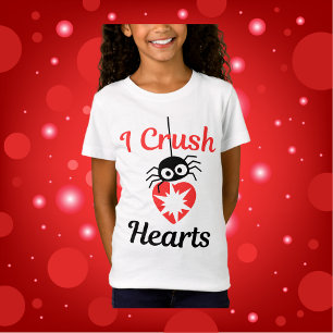 Camiseta Valentine I Crush Hearts Araña linda