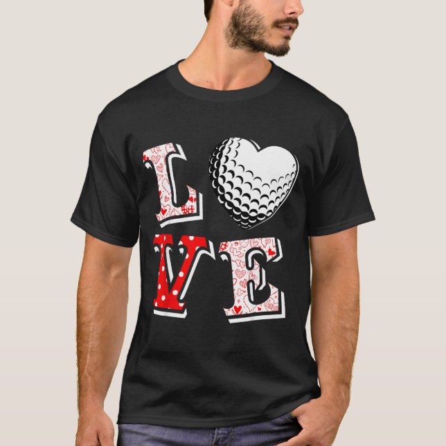 Camiseta Valentine Love Golf Heart Valentine Day Women Men  (Anverso)