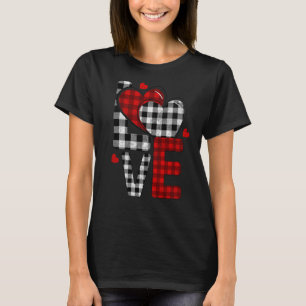 Camiseta Valentine Love Heart Striped Plaid
