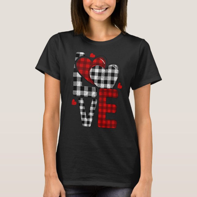 Camiseta Valentine Love Heart Striped Plaid (Anverso)