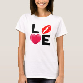 Camiseta Valentine LOVE Kiss and Heart