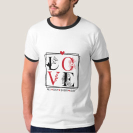 Camiseta Valentine Love Typography Masculino Basic Ringer T