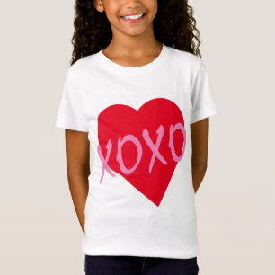 Camiseta Valentine Pink XOXO abraza besos de corazón rojo