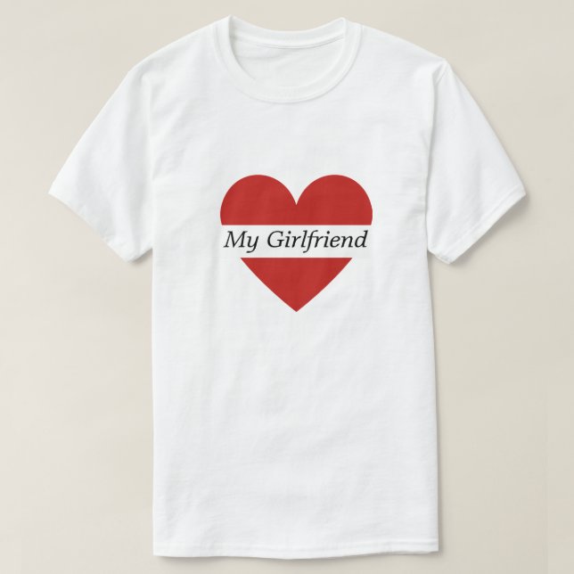 Camiseta Valentine Red Heart Custom Name Male White T-Shirt (Diseño del anverso)