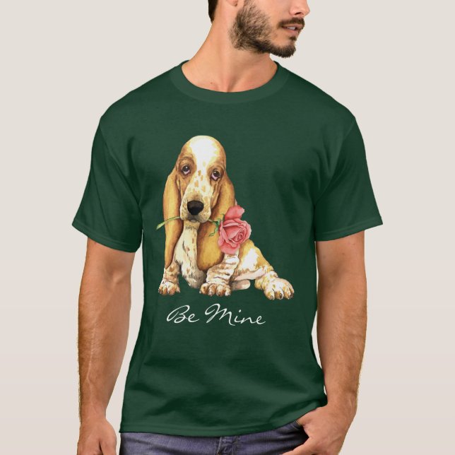Camiseta Valentine Rosa Basset (Anverso)
