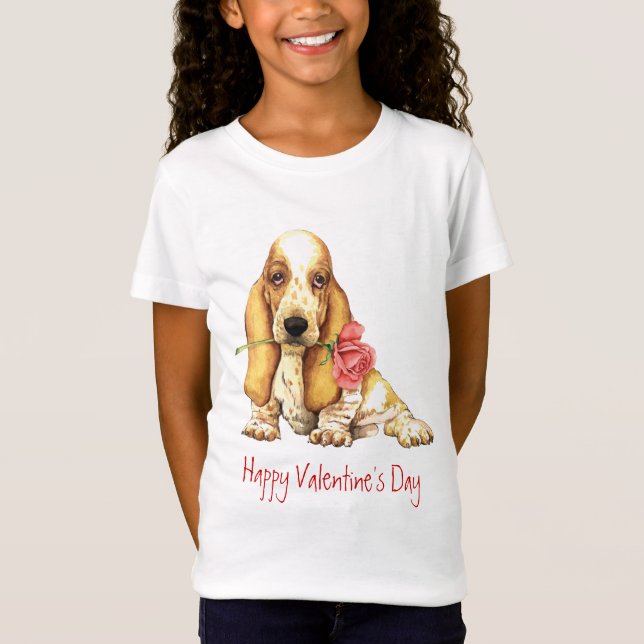 Camiseta Valentine Rosa Basset (Anverso)