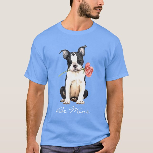 Camiseta Valentine Rosa Boston Terrier T-Shirt (Anverso)