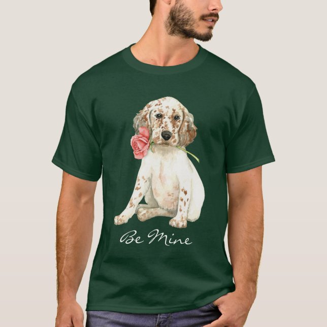 Camiseta Valentine Rosa English Setter (Anverso)