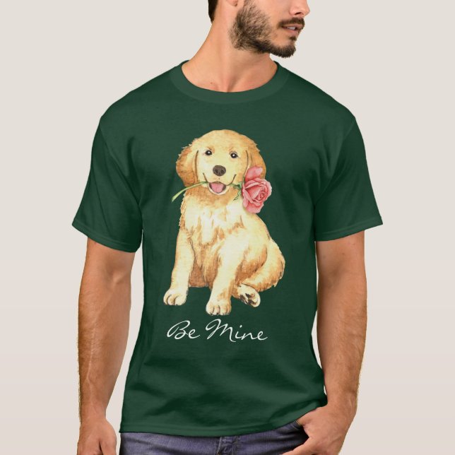 Camiseta Valentine Rosa Golden Retriever (Anverso)