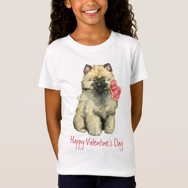 Camiseta Valentine Rosa Keeshond (Anverso)
