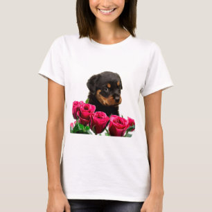 Camiseta Valentine Rosa Rottweiler Puppy