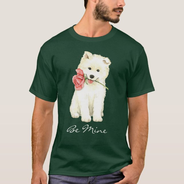 Camiseta Valentine Rosa Samoyed (Anverso)