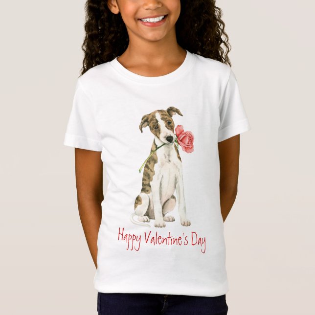 Camiseta Valentine Rosa Whippet (Anverso)
