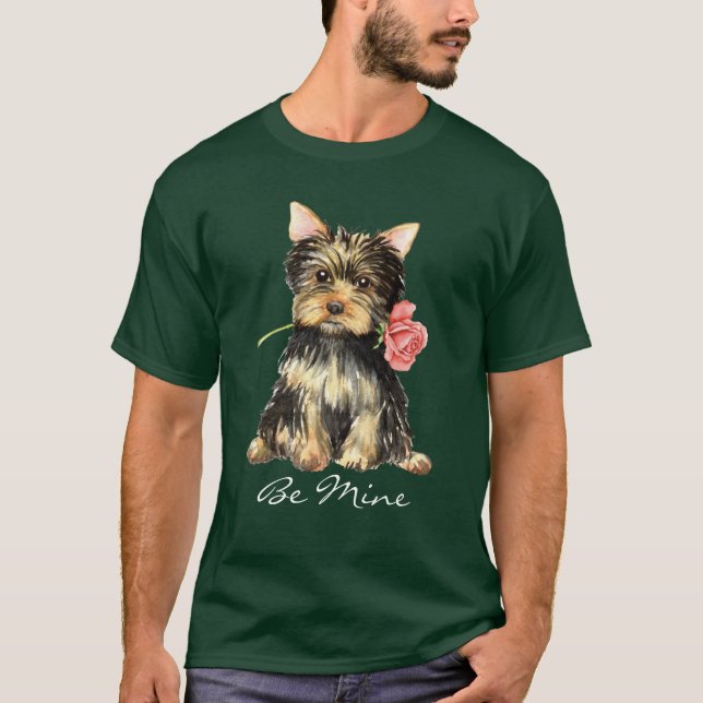 Camiseta Valentine Rosa Yorkie (Anverso)