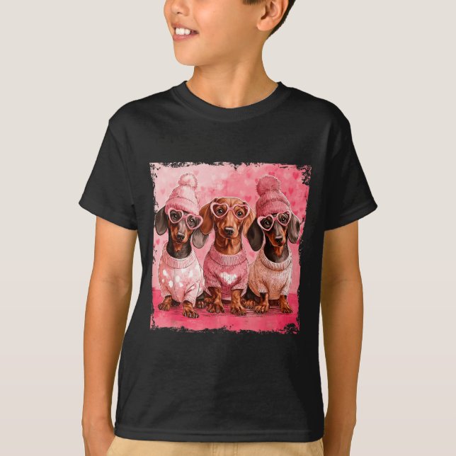 Camiseta Valentine’s Day Dog Cute Dachshund Dogs For Dog Mo (Anverso)