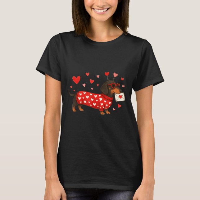 Camiseta Valentine’s Day Dog Cute Dachshund Dogs For Dog Mo (Anverso)