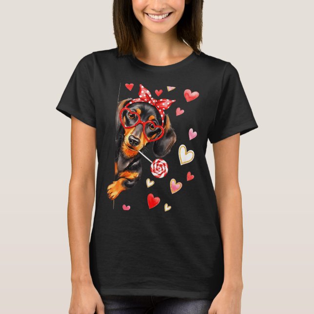 Camiseta Valentine’s Day Dog Cute Dachshund Dogs For Dog Mo (Anverso)