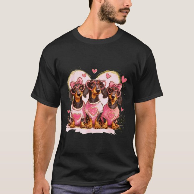 Camiseta Valentine’s Day Dog Cute Dachshund Dogs For Dog Mo (Anverso)