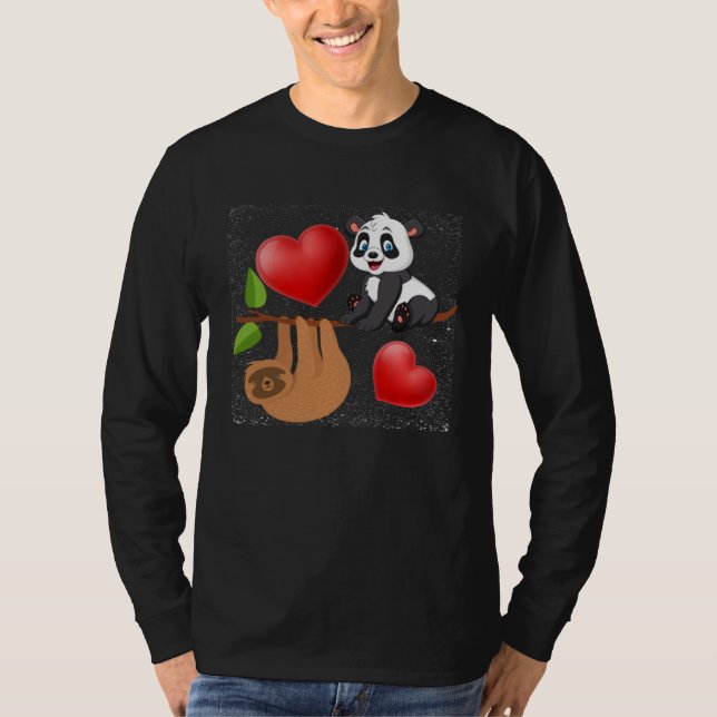 Camiseta Valentine s Day  Panda And Sloth Men Women Kids (Anverso)