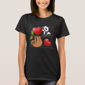 Camiseta Valentine s Day  Panda And Sloth Men Women Kids