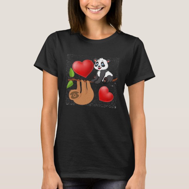 Camiseta Valentine s Day  Panda And Sloth Men Women Kids (Anverso)