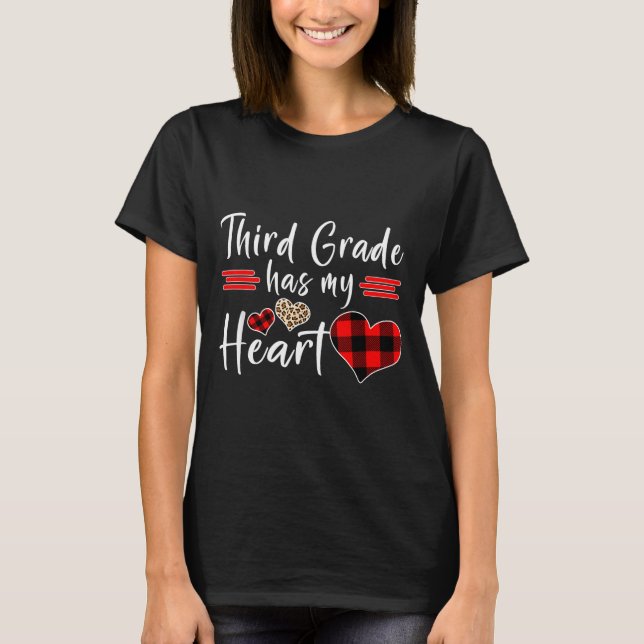 Camiseta Valentine’s Day Third Grade Has My Heart Plaid Tea (Anverso)