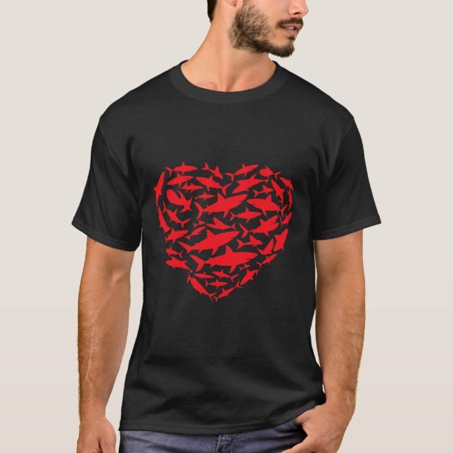 Camiseta Valentine Sharks Heart Sea Animal Lover Ocean Wild (Anverso)