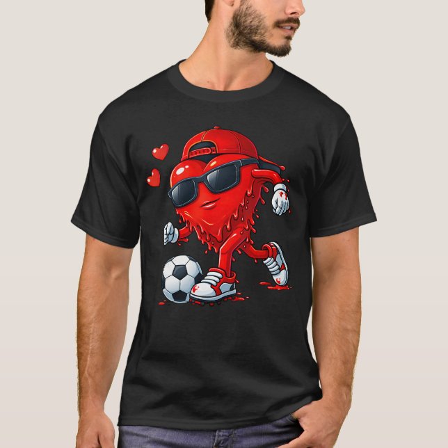 Camiseta Valentine Soccer Heart Drip Sport Love Valentines  (Anverso)