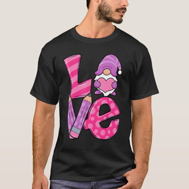 Camiseta Valentine Teacher Squad Gnome Love Sweethearts Hea (Anverso)