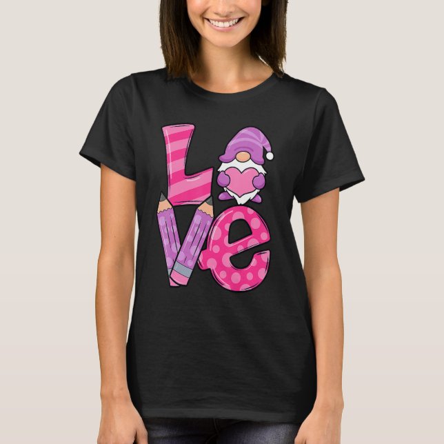 Camiseta Valentine Teacher Squad Gnome Love Sweethearts Hea (Anverso)