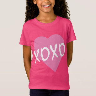 Camiseta Valentine XOXO abraza besos rosado de corazón