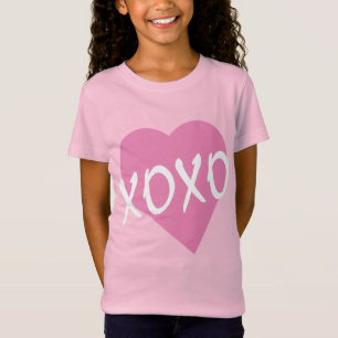 Camiseta Valentine XOXO abraza besos rosado de corazón