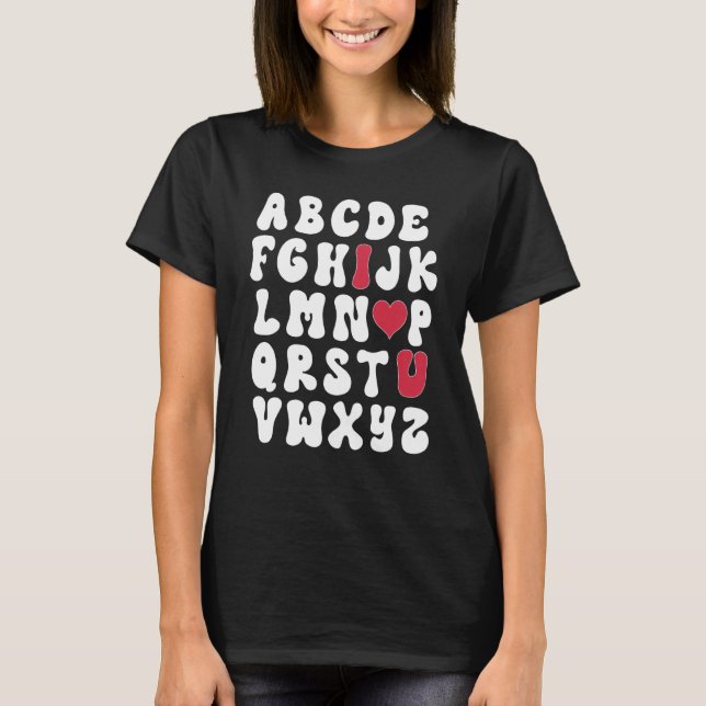 Camiseta Valentines Day Alphabet Abc Love You Teacher Kids  (Anverso)