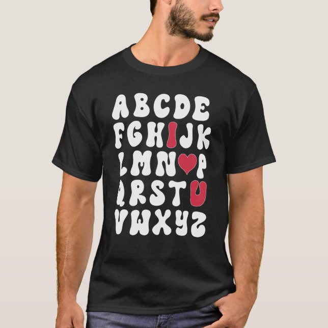 Camiseta Valentines Day Alphabet Abc Love You Teacher Kids  (Anverso)