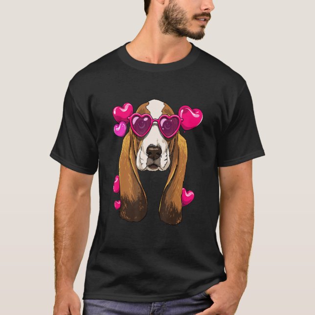 Camiseta Valentines Day Basset Hound Heart Couples Basset H (Anverso)